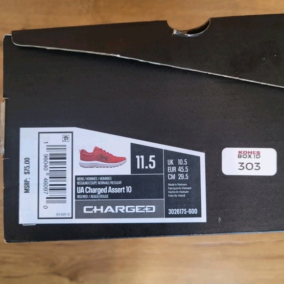 Under Armour Mens Size 11.5 UA Charged Assert 10 Red Athletic Shoe Sneaker NEW - Picture 8 of 10